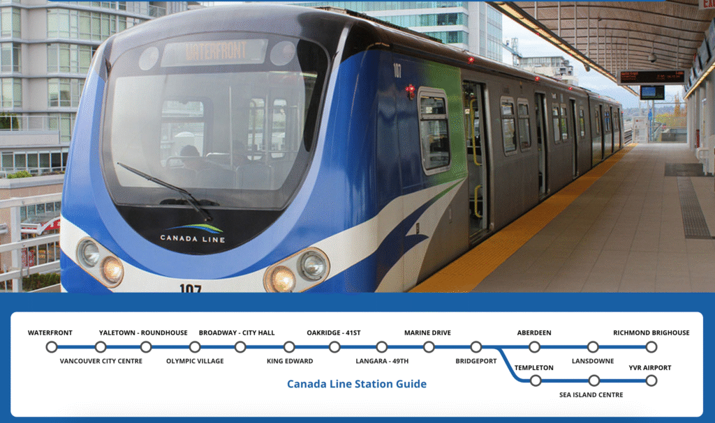 YVR Guide public transit Canada Line train