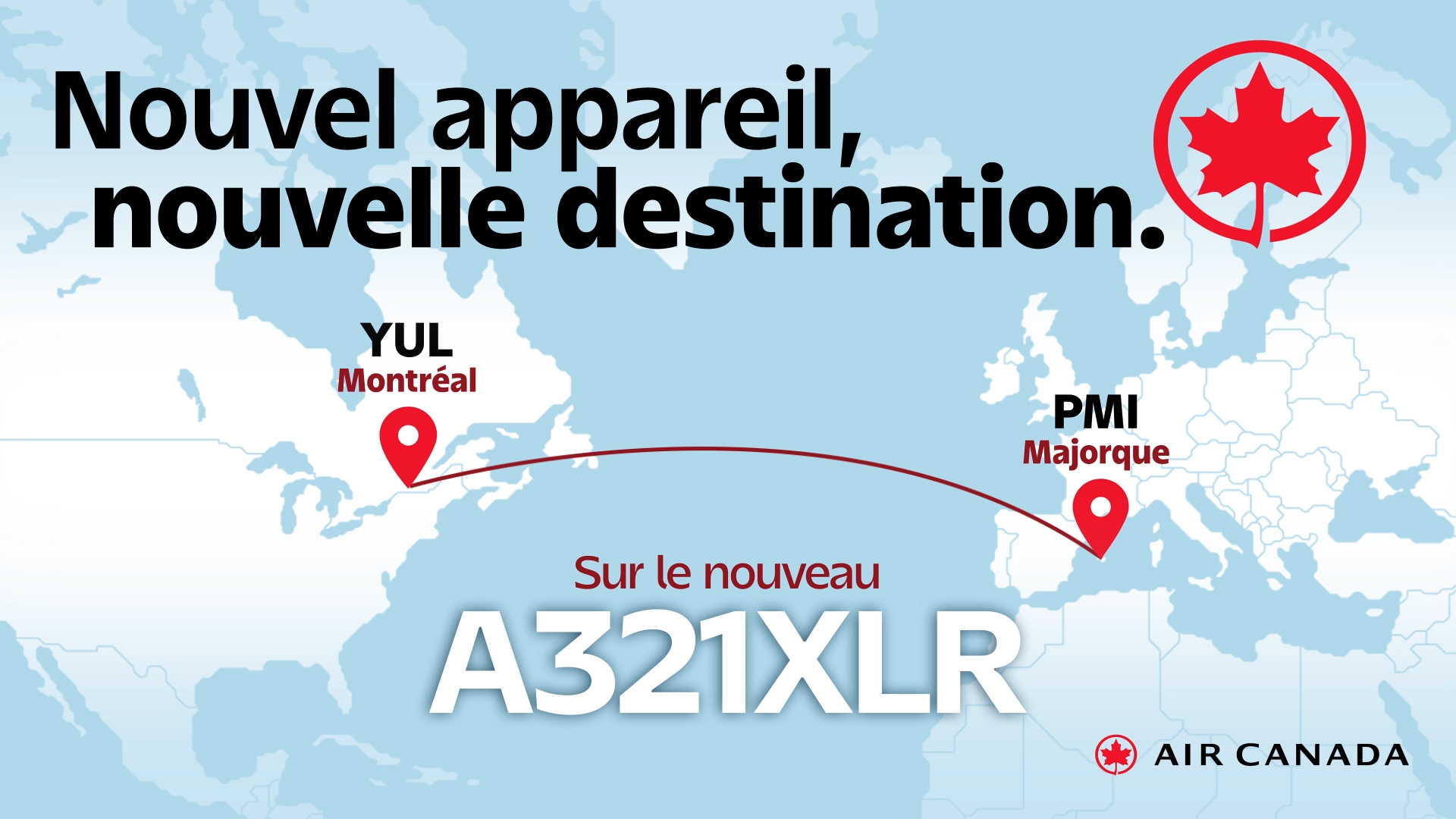 Air Canada&nbsp;: nouvelle liaison sans escale entre Montréal et Majorque avec un A321XLR à l’été 2026 - Yul PMI majorque