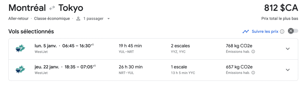 vol pas cher montreal tokyo