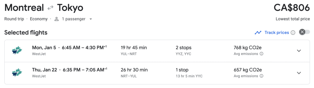 vol pas cher montreal tokyo