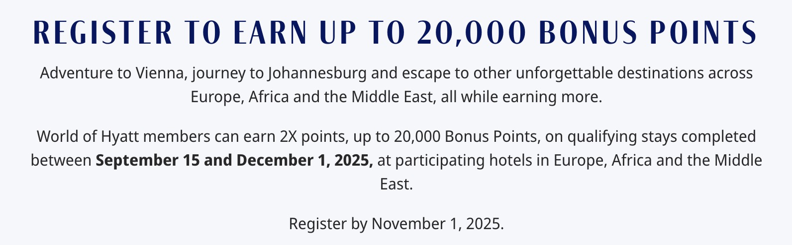 Promotion World of Hyatt&nbsp;: obtenez jusqu’à 2X les points sur vos séjours - Screenshot