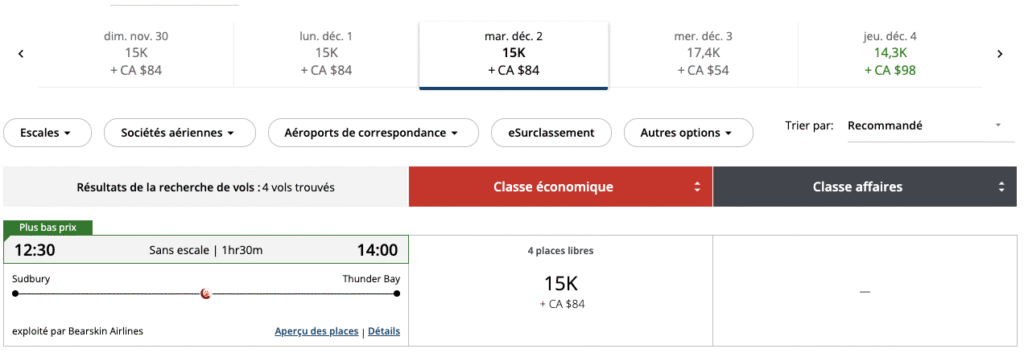 Aeroplan Bearskin airlines FR