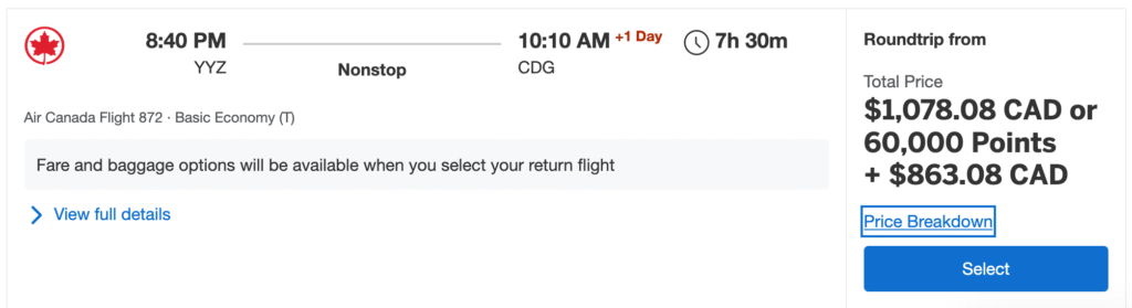Amex Fixed Travel - Example high fees search results EN