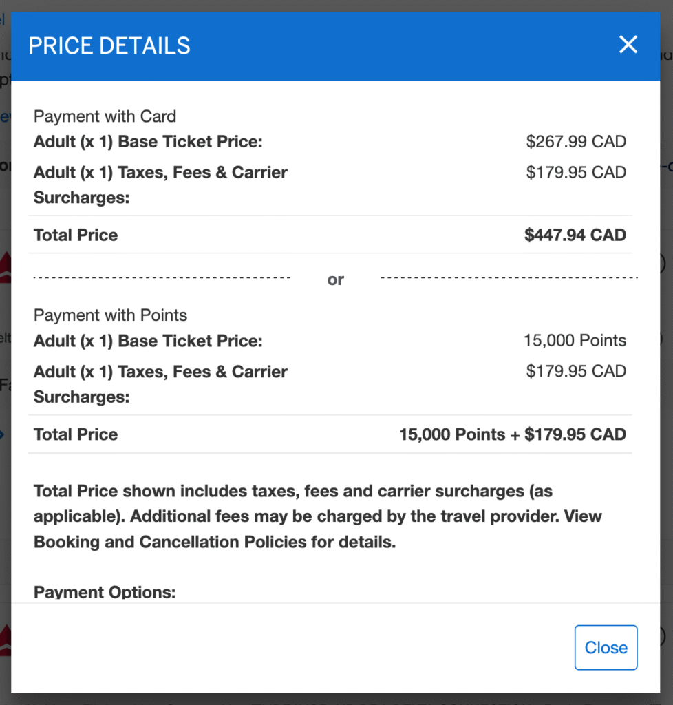 Amex Fixed Travel - Example under max breakdown EN