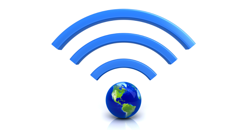 Avoir Internet en 2025 - globe avec bandes wifi