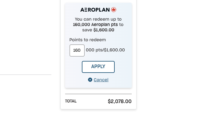 points aeroplan croisiere