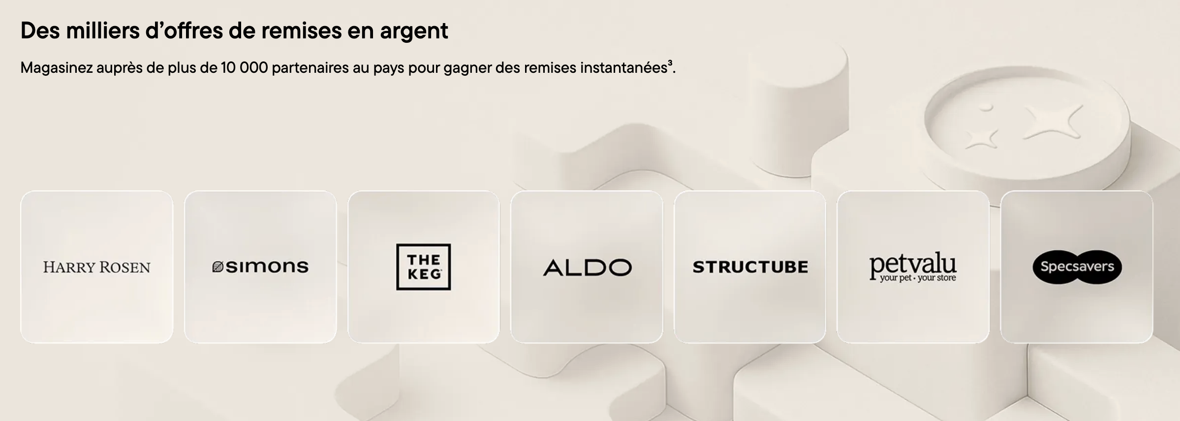 Remises en argent avec le trio de cartes Neo World Elite Mastercard - remise en argent partenaires