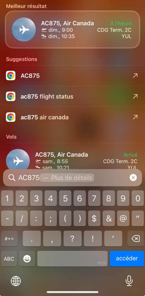 informations de vol 1