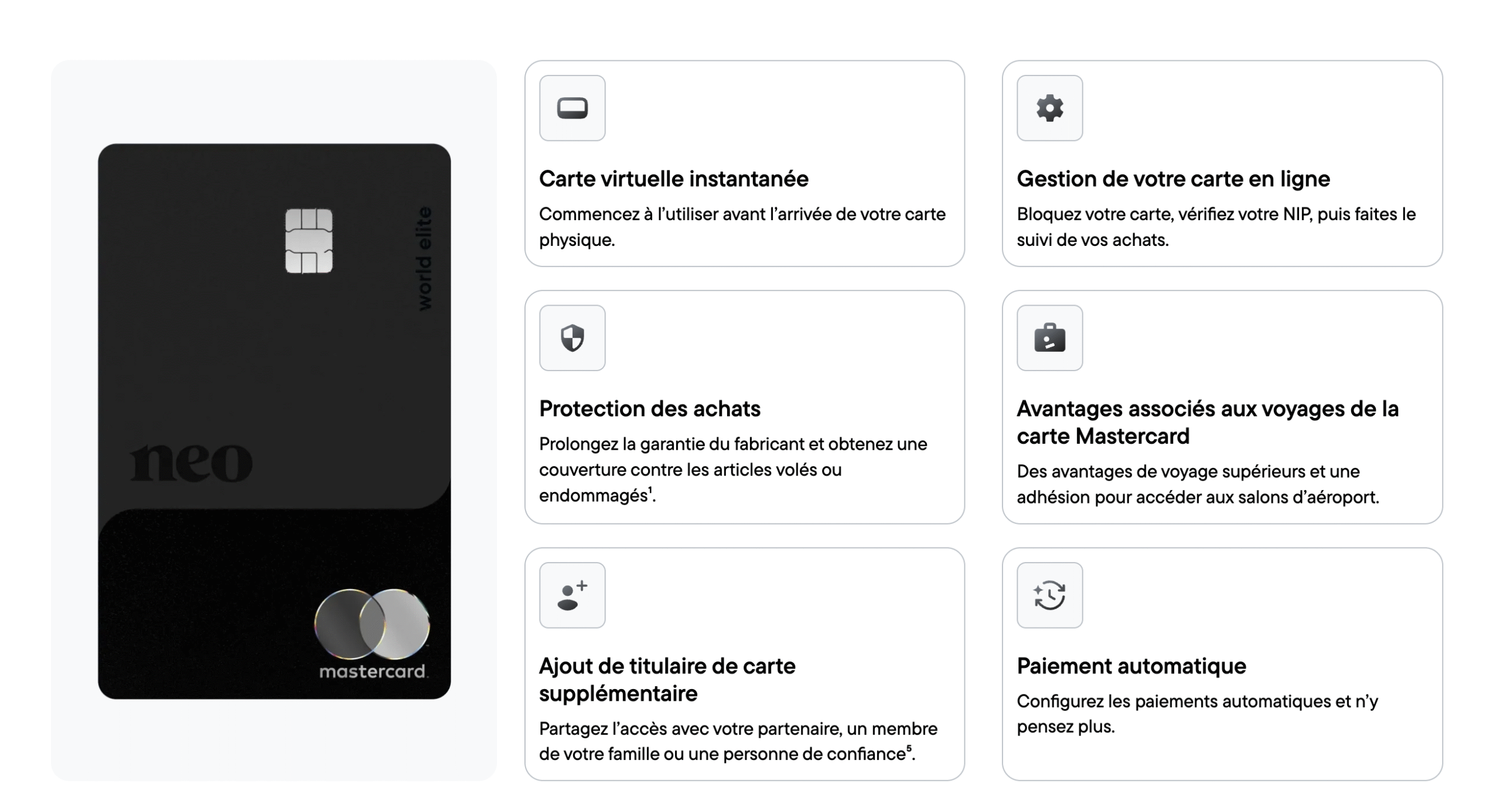 Remises en argent avec le trio de cartes Neo World Elite Mastercard - world elite mastercard