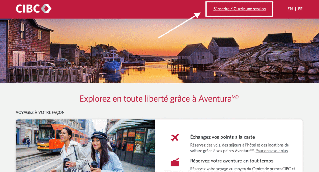Aventura Chart – Sign in CIBC Rewards website -EN