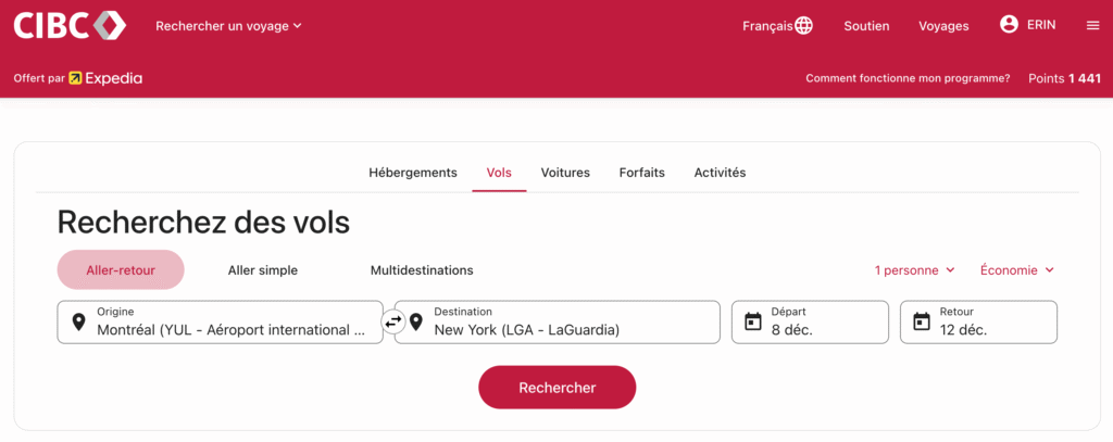 Aventura Chart – flight search form -EN