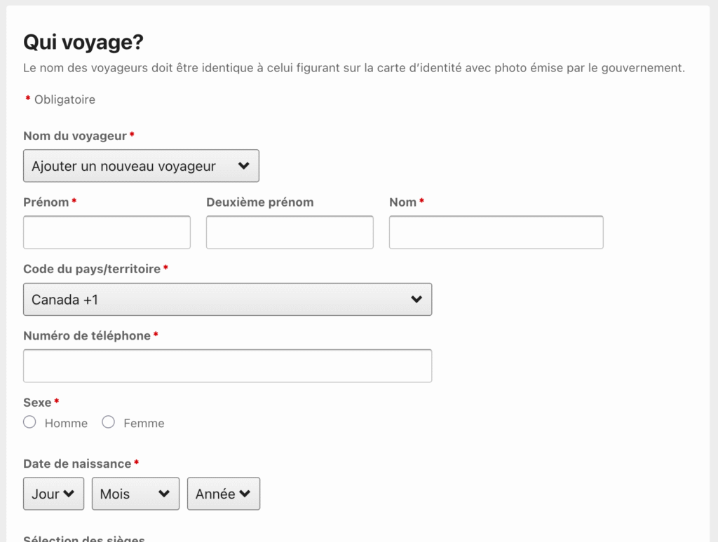 Aventura Flight Rewards Chart – input personal information -EN