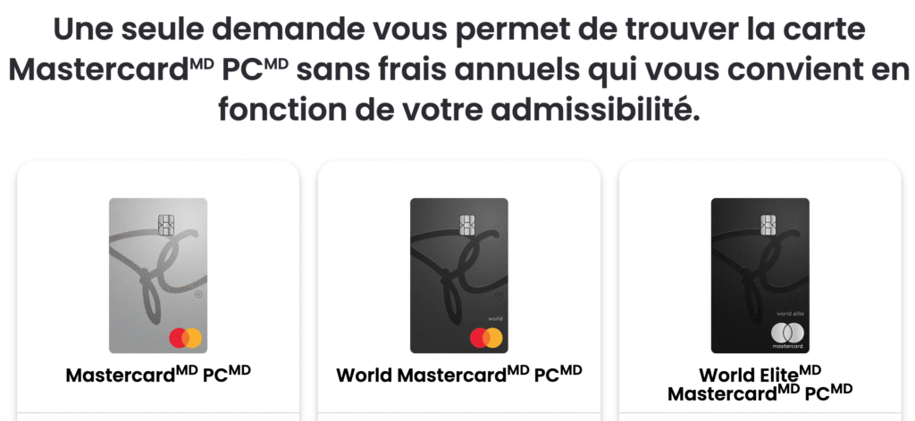 PC Financial credit cards – 1 application for 3 cards -EN