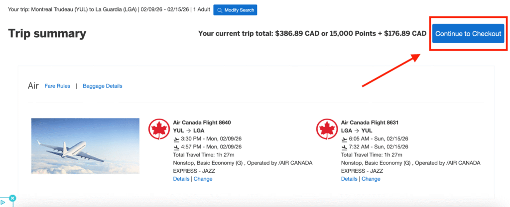 Amex Fixed Travel - Continue to checkout EN