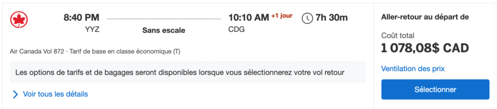 Amex Fixed Travel – Example high fees search results -EN