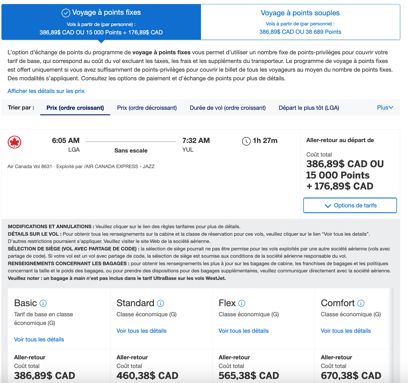 Programme de voyage à points fixes d'Amex&nbsp;: Comment ça fonctionne&nbsp;? - Sélectionner le tarif FR