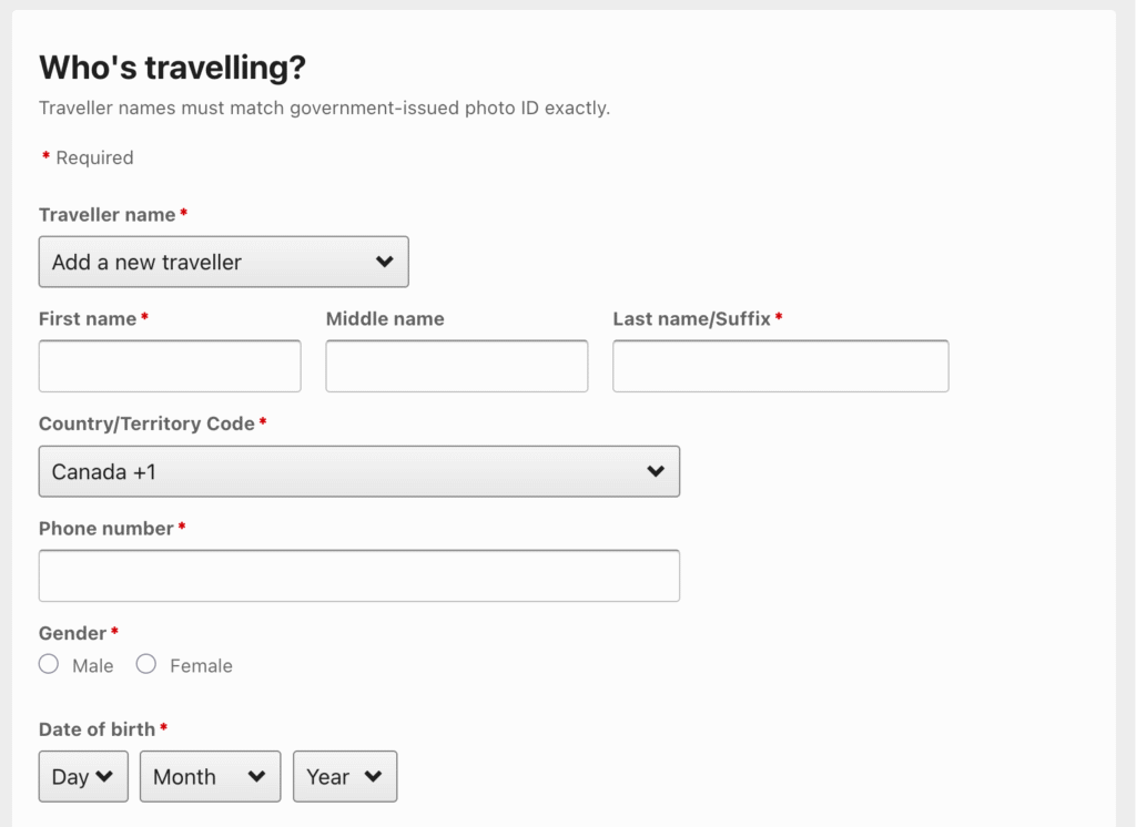 Aventura Flight Rewards Chart - input personal information EN