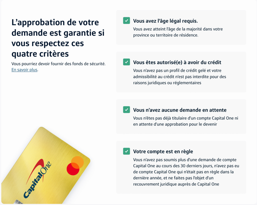 Capital One Guaranteed MC – Four conditions for approval -EN