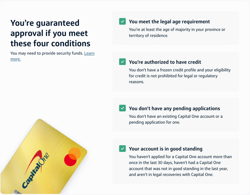 Capital One Guaranteed MC - Four conditions for approval EN