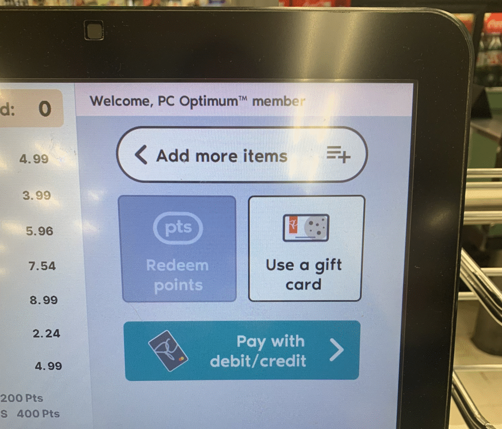 Redeem PC Optimum - in person redemption