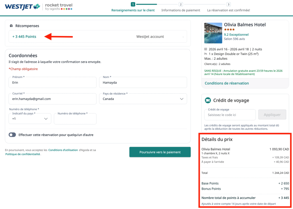 WestJet Hotels – pre check-out -EN
