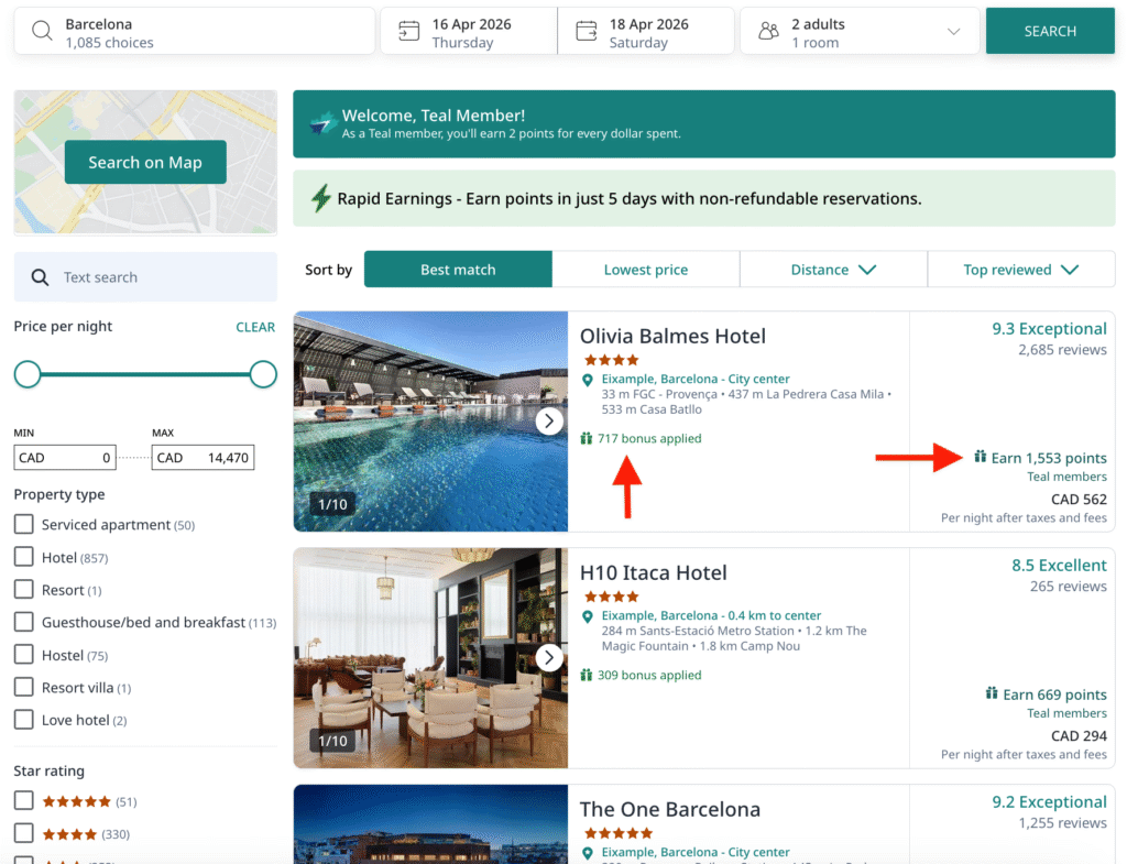 WestJet Hotels - search results EN