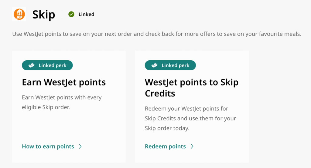 WestJet and Skip - Linked perks EN