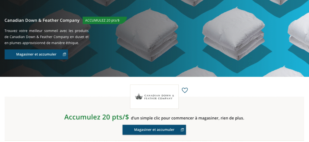 canadian down feather company eboutique aeroplan 20x