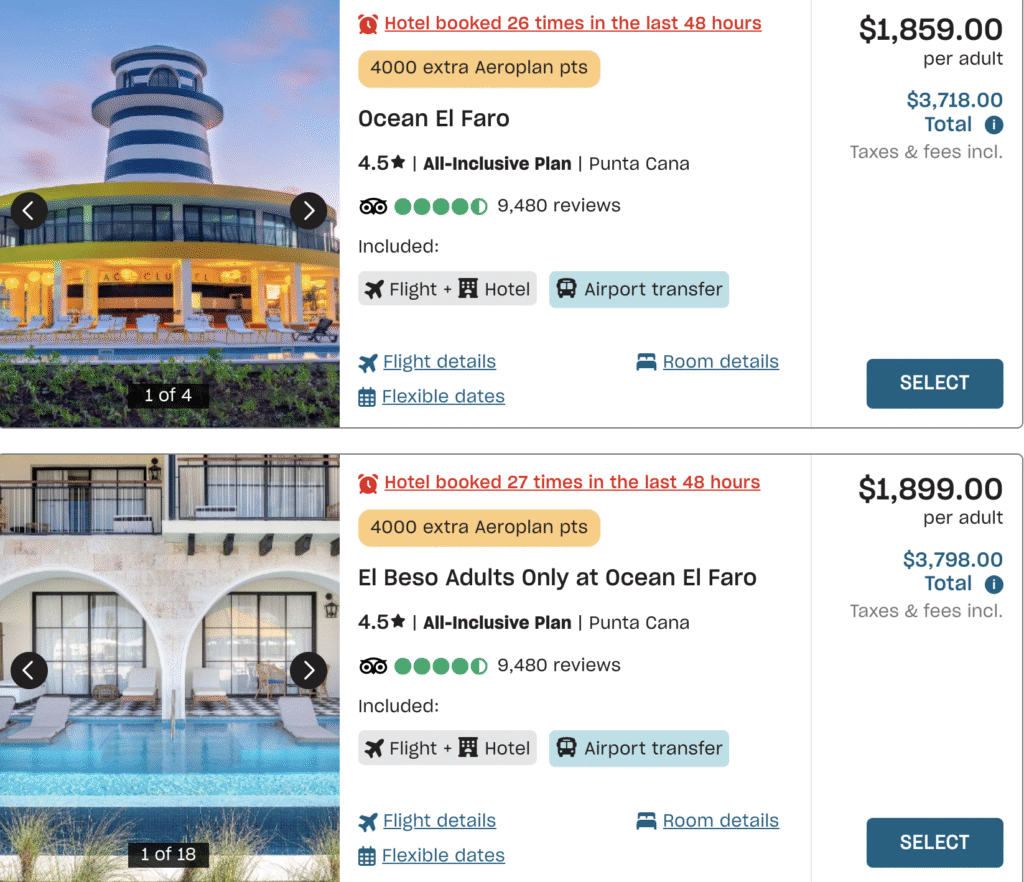 forfaits air canada EN