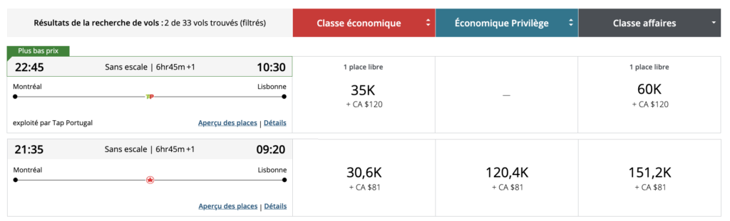 aeroplan canada vers europe star alliance fixe vs dynamique