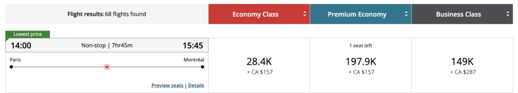 aeroplan frais plus élevés en J