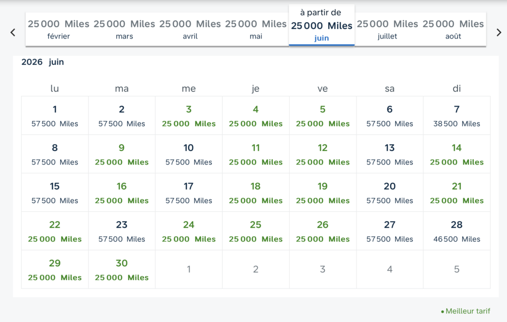 flying blue calendier