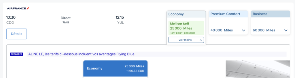 flying blue europe vers canada
