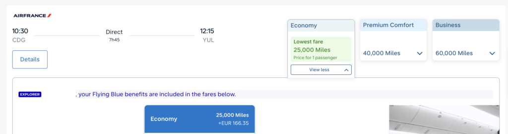 flying blue europe vers canada