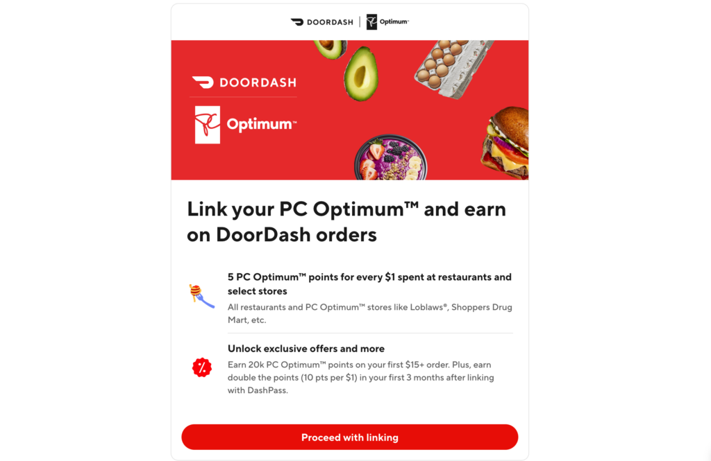 PC Optimum DoorDash - Link accounts offer EN