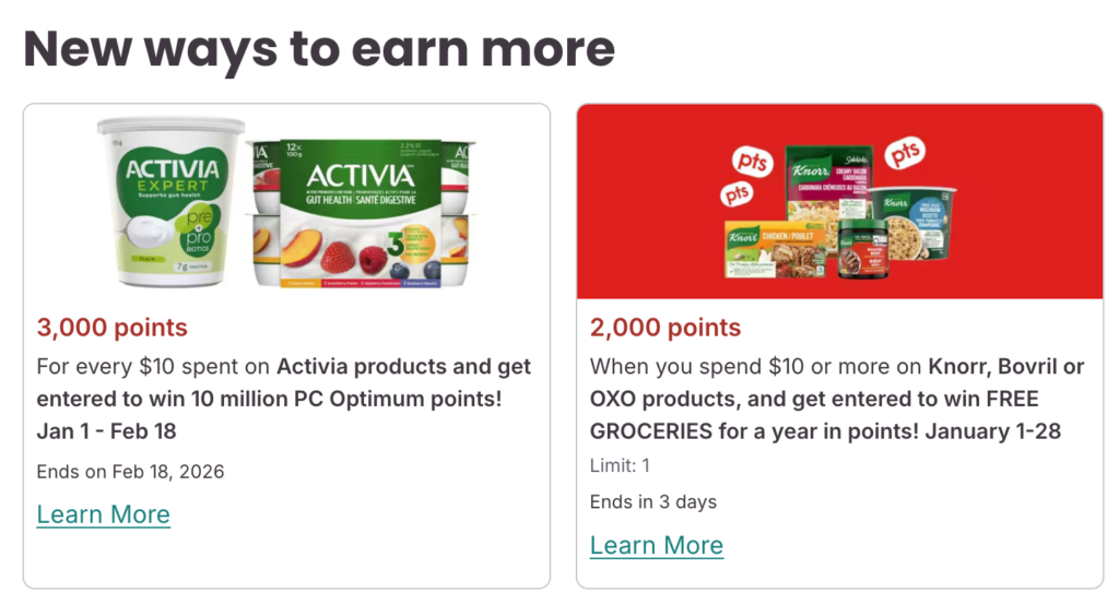 PC Optimum Offers - New ways to earn more EN