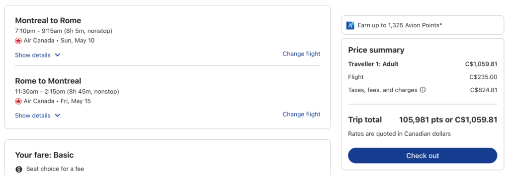 RBC Travel Redemption - Montreal to Rome EN