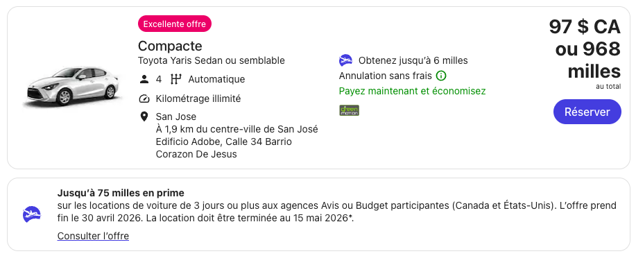 air miles expedia location voitures