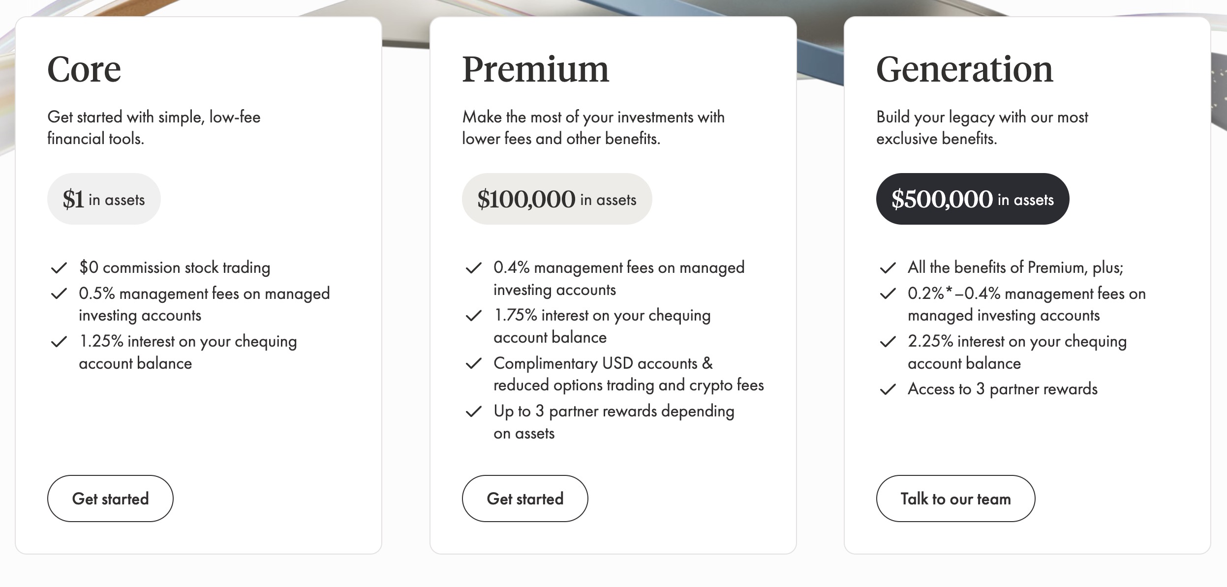 New Benefits for Wealthsimple Premium and Generation Accounts - Wealthsimple levels