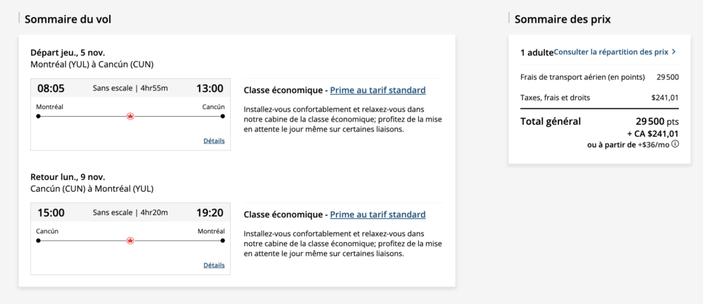 Courts séjours Aéroplan CUN
