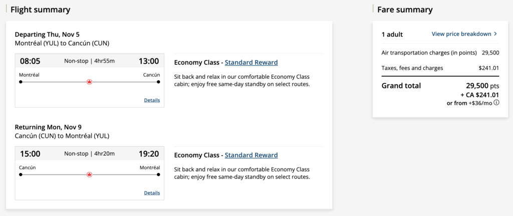 Aeroplan Short Stays CUN