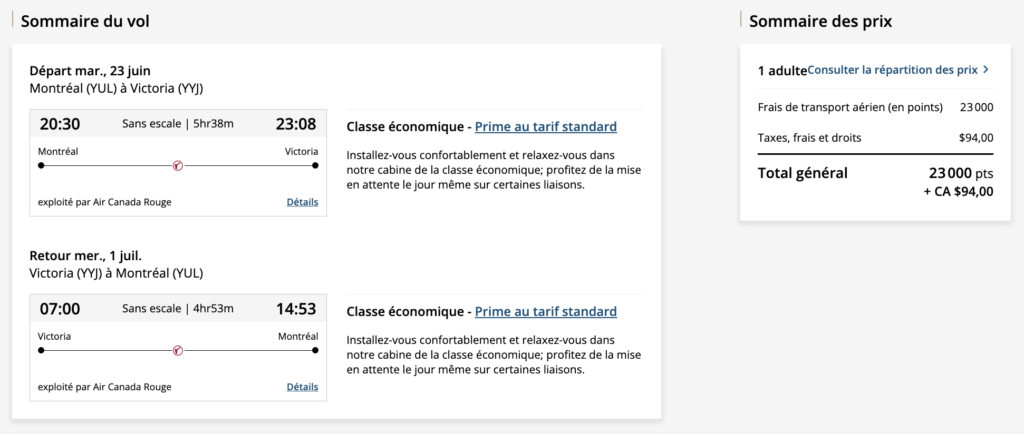 Courts séjours Aéroplan YYJ