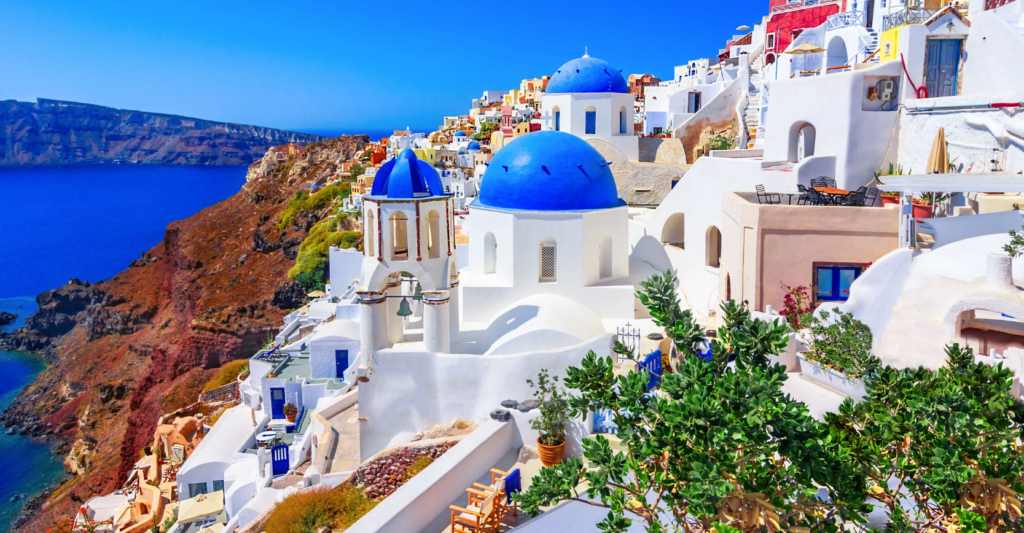 Greece - white buildings blue roofs