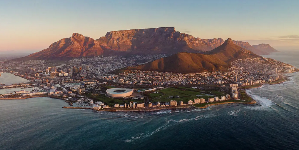 Cape Town aerial view from ocean
