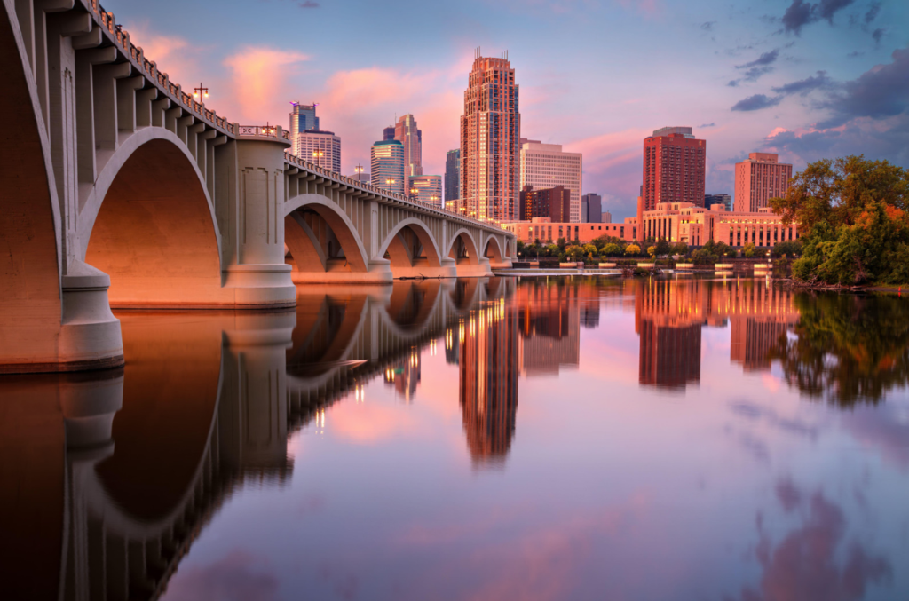 Minneapolis Minnesota bridge and city skyline