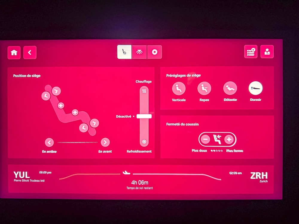 SWISS - A350 Senses - Business Class - Siège Caractéristiques