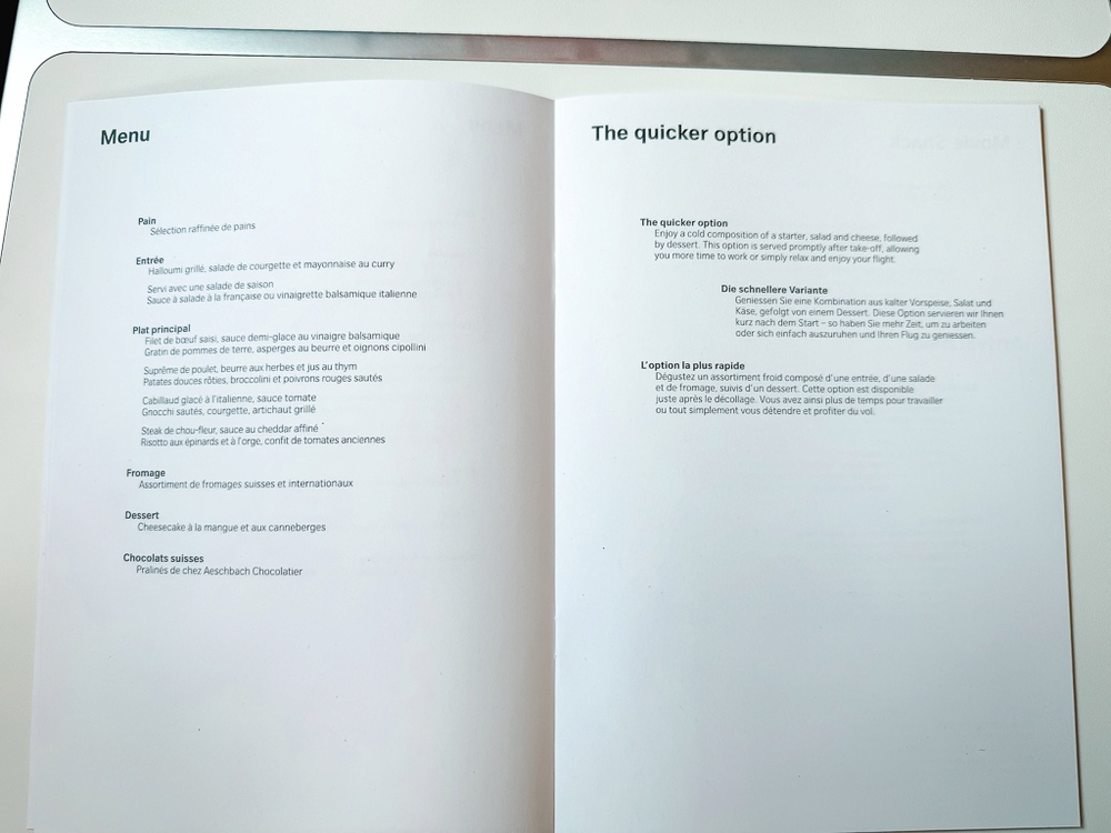 SWISS - A350 Senses - Menu 01