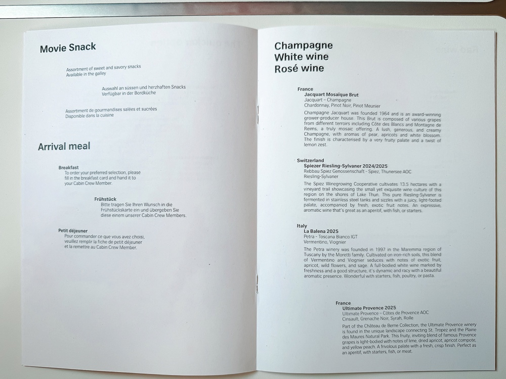 SWISS - A350 Senses - Menu 04