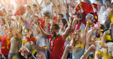 Sports fans cheering