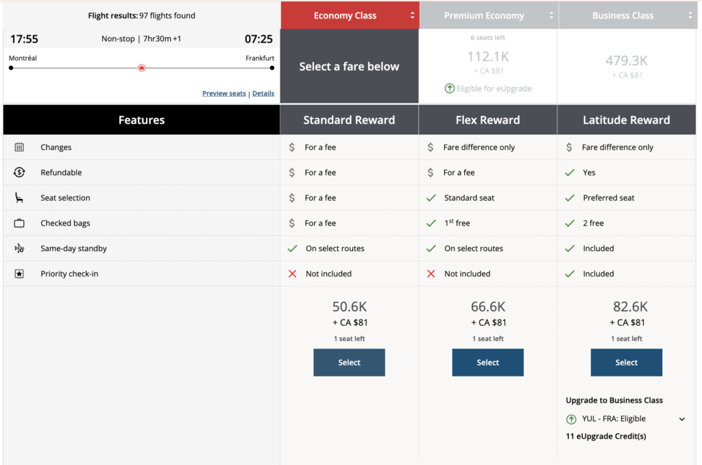 esurclassements points aeroplan voyages-de-reve-aeroplan